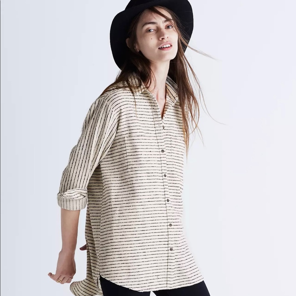 Madewell Flannel Oversized Ex-Boyfriend Shirt in Mick Stripe